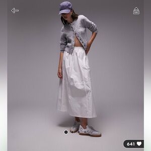 TopShop poplin midi full skirt in white